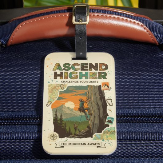 Ascend Higher Mountain Climbing Adventure Art ラゲッジタグ (正面インサイチュ2)