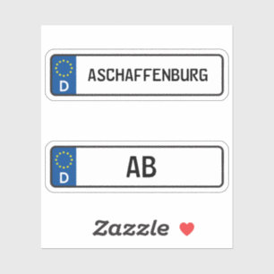 Aschaffenburg kennzeichen、ドイツ自動車免許プラット シール