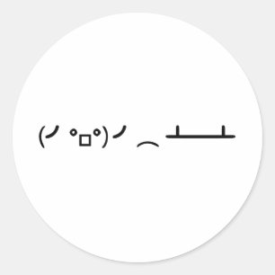 Asciiの顔文字を弾くテーブルフリップ ラウンドシール