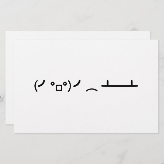 Asciiの顔文字を弾くテーブルフリップ 便箋 (正面/裏面)