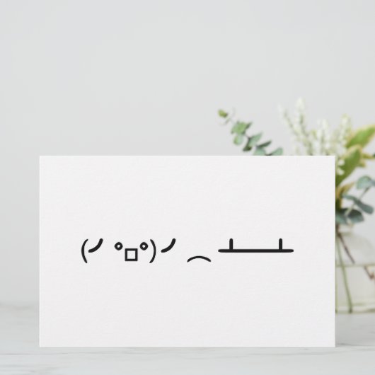 Asciiの顔文字を弾くテーブルフリップ 便箋 (スタンド正面)