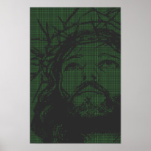 ASCIIアートのイエス・キリストの茨の冠 ヨハネ 19:30 ポスター