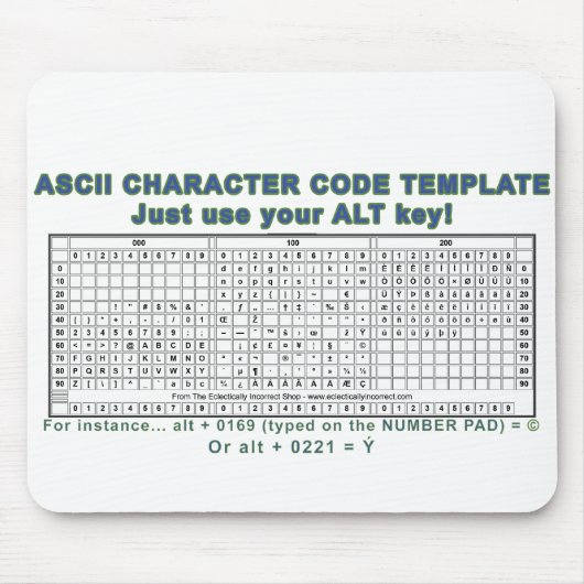 ASCIIコード マウスパッド (正面)