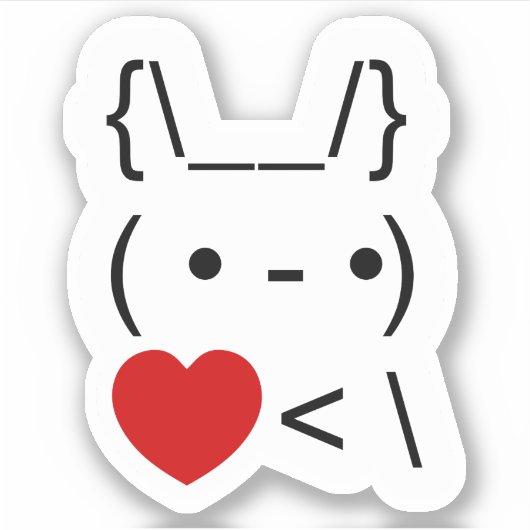 ASCII文字アートバニーラビットテイクバックハート シール (正面)