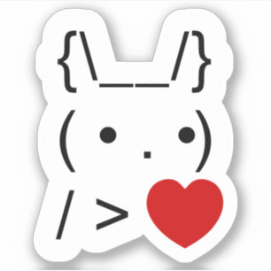 ASCII文字アートバニーラビット与えハート シール