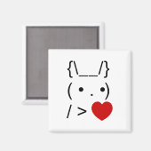 ASCII文字アートバニーラビット与えハート マグネット (正面/裏面)