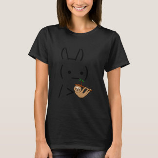 Ascii Bunny Rabbit Holding A Sloth Tシャツ