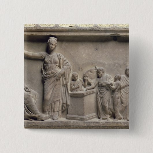Asclepiusに雄牛を犠牲にしている家族 缶バッジ (正面)