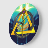 ASCLEPIUSの歯科医の歯科の記号の棒 ラージ壁時計 (傾斜)