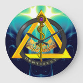 ASCLEPIUSの歯科医の歯科の記号の棒 ラージ壁時計 (正面)