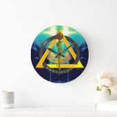 ASCLEPIUSの歯科医の歯科の記号の棒 ラージ壁時計 (ホーム)