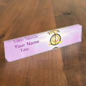 ASCLEPIUSの歯科医の歯科の記号の薄紫の棒 デスクネームプレート (側面)
