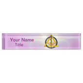 ASCLEPIUSの歯科医の歯科の記号の薄紫の棒 デスクネームプレート (正面)