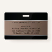 Asclepiusシルバー写真IDの上品なメディカルロッド バッジ (裏面)