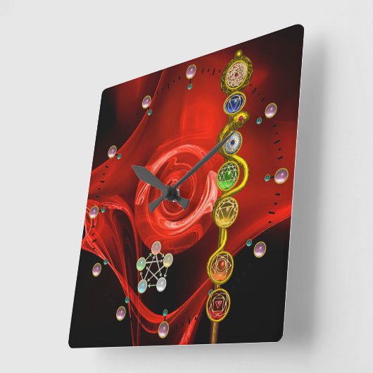 ASCLEPIUS 7のチャクラの棒、ヨガ、精神的なエネルギー スクエア壁時計 (傾斜)