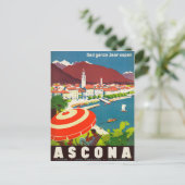 Ascona Switzerland – スイスヴィンテージ旅行ポスター ポストカード (スタンド正面)