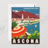 Ascona Switzerland – スイスヴィンテージ旅行ポスター ポストカード (正面/裏面)