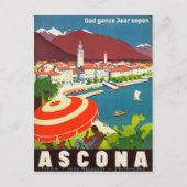 Ascona Switzerland – スイスヴィンテージ旅行ポスター ポストカード (正面)