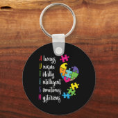 Asdのカラフル自閉症啓発デザイン キーホルダー (正面)