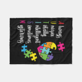 Asdのカラフル自閉症啓発デザイン フリースブランケット (正面(横))