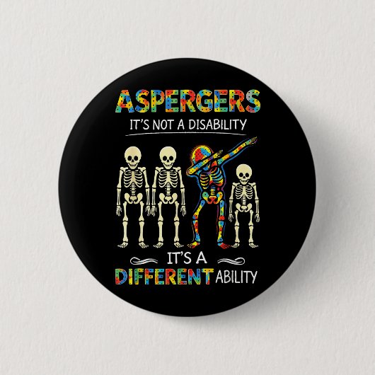 ASD アスペルガー症候群は障害ではない、ただ違うだけ 缶バッジ (正面)