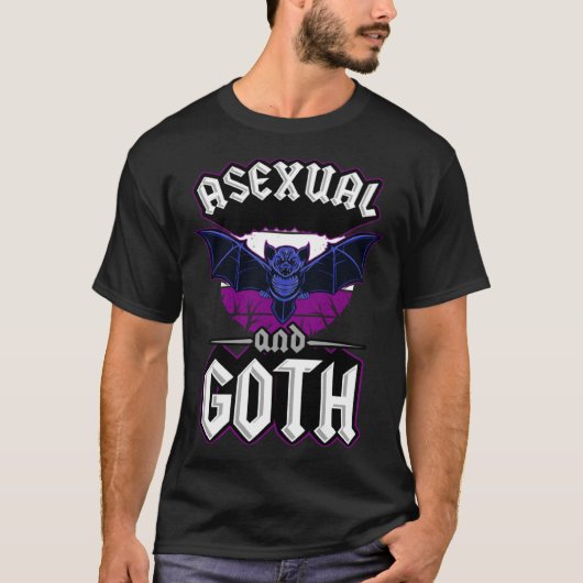 Asexual And Goth Gothic Emo Bat Pride LGBTQ Hallow Tシャツ (正面)