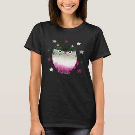 Asexual Cat Ace Pride LGBTQ+ Equality and Love Tシャツ (正面)