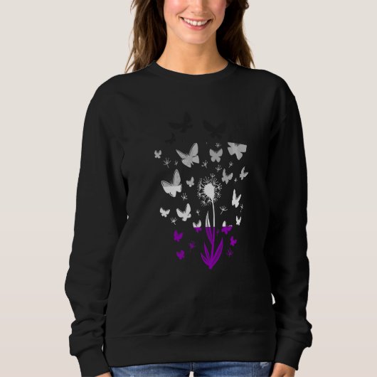Asexual Dandelion Fall Butterfly Asexuality Ace Pr スウェットシャツ (正面)
