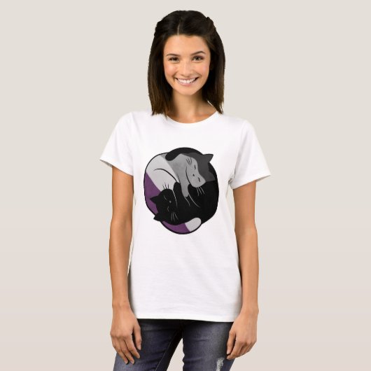 Asexual Eternal Yin Yang Cat Tシャツ (正面フル)