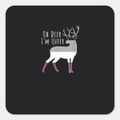 Asexual Flag Oh Deer Queer Pride Funny LGBT Design スクエアシール (正面)