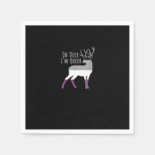 Asexual Flag Oh Deer Queer Pride Funny LGBT Design スタンダードカクテルナプキン (正面)