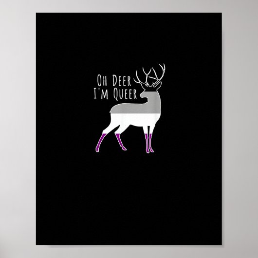 Asexual Flag Oh Deer Queer Pride Funny LGBT Design ポスター (正面)