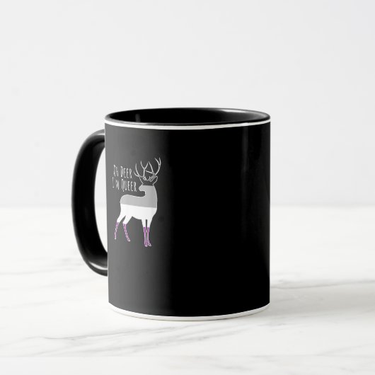 Asexual Flag Oh Deer Queer Pride Funny LGBT Design マグカップ (正面左)