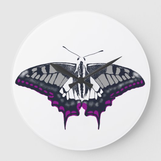 Asexual Flag Swallowtail Butterfly ラージ壁時計 (正面)