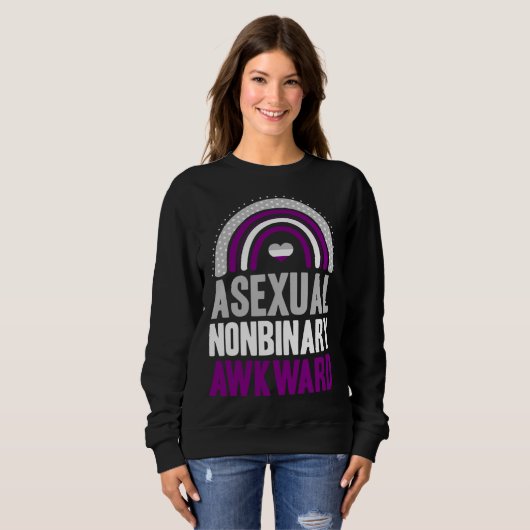 Asexual Nonbinary Awkward Asexual Pride Bohemian R スウェットシャツ (正面フル)