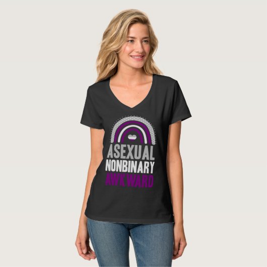 Asexual Nonbinary Awkward Asexual Pride Bohemian R Tシャツ (正面フル)
