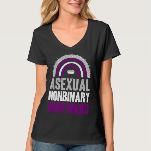 Asexual Nonbinary Awkward Asexual Pride Bohemian R Tシャツ (正面)