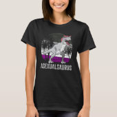 Asexual Pride Ace Flag Dinosaur Trex LGBTQ Demisau Tシャツ (正面)