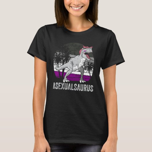 Asexual Pride Ace Flag Dinosaur Trex LGBTQ Demisau Tシャツ (正面)