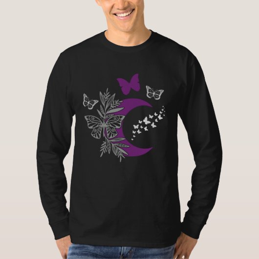 Asexual Pride Ace LGBTQ Butterfly Moon LGBT Gay Pr Tシャツ (正面)