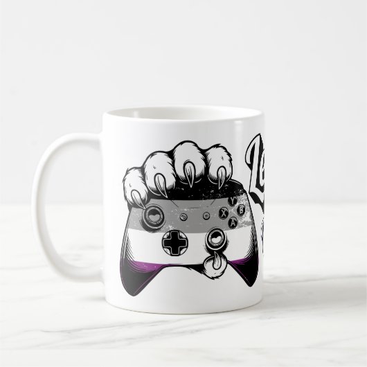 Asexual Pride Level Up Tiger Paw Controller Mug コーヒーマグカップ (左)