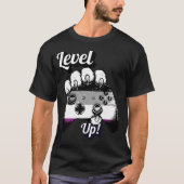 Asexual Pride Level Up Tiger Paw Controller Shirt Tシャツ (正面)