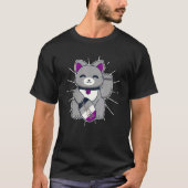 Asexual Pride Lucky Cat LGBTQ+ Asexuality Tシャツ (正面)
