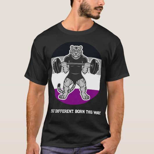Asexual Pride Tiger Lifter Gym Shirt — 生まれながらに Tシャツ (正面)