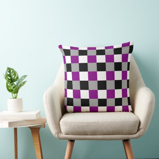 Asexuality colors checkered pattern throw pillow クッション (椅子)