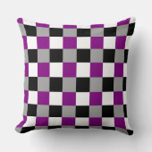 Asexuality colors checkered pattern throw pillow クッション (正面)