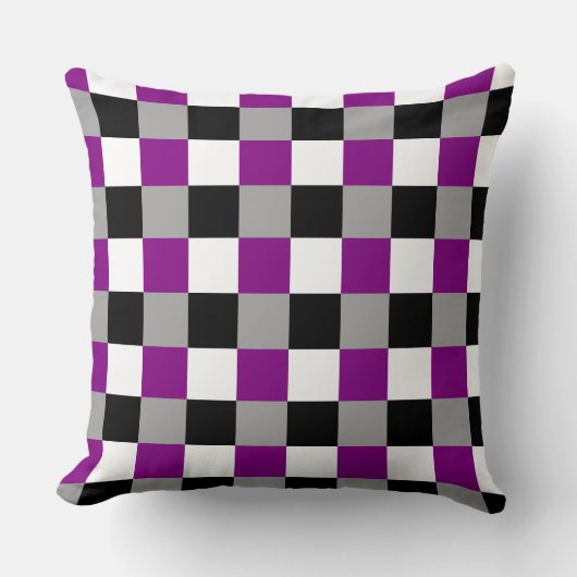 Asexuality colors checkered pattern throw pillow クッション (正面)