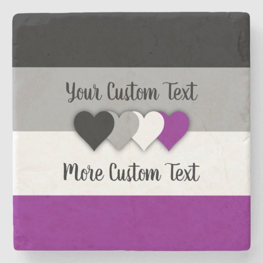 Asexuality pride flag with hearts stone coaster ストーンコースター (正面)