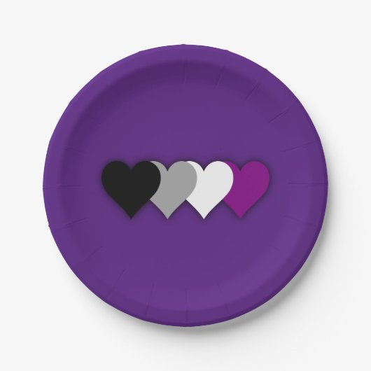 Asexuality pride hearts paper plate ペーパープレート (正面)