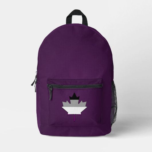 Asexuality pride maple leaf  プリントバックパック (正面)